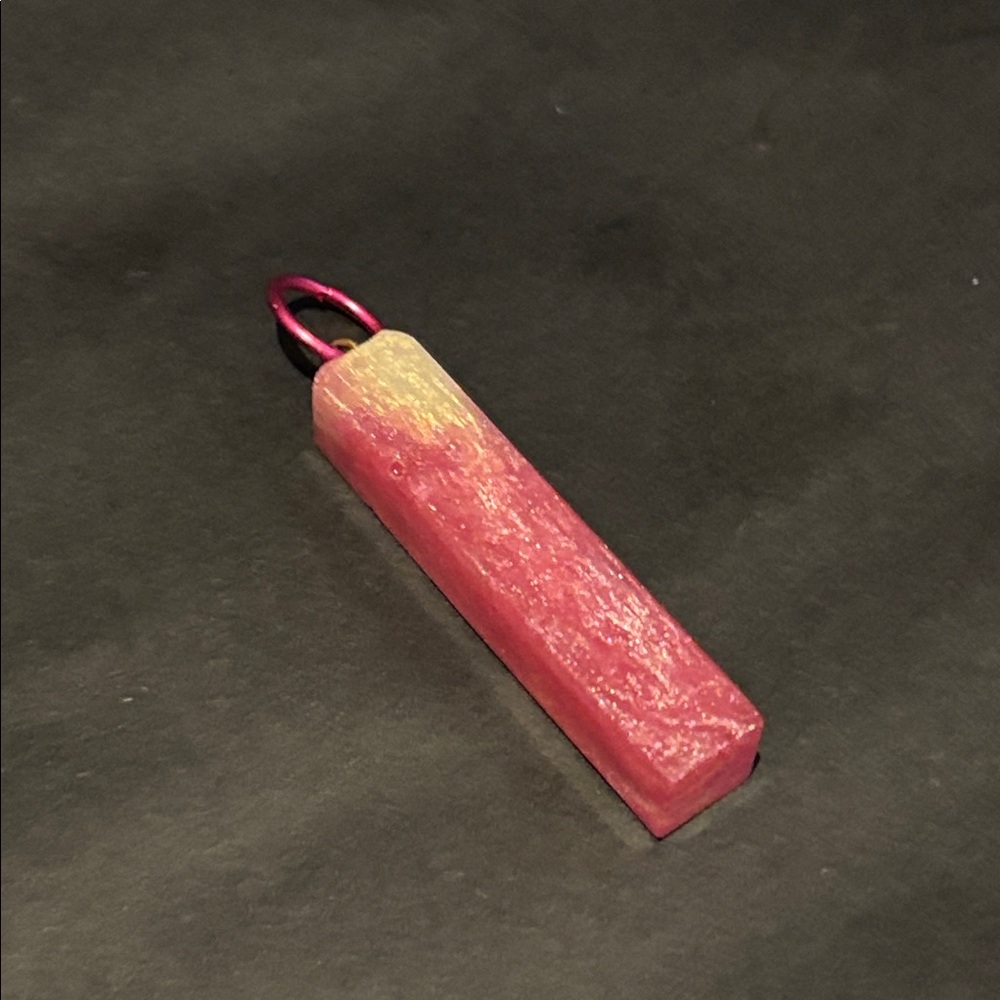 Pink Rectangular Pendant (handmade) - Picture 3 of 4